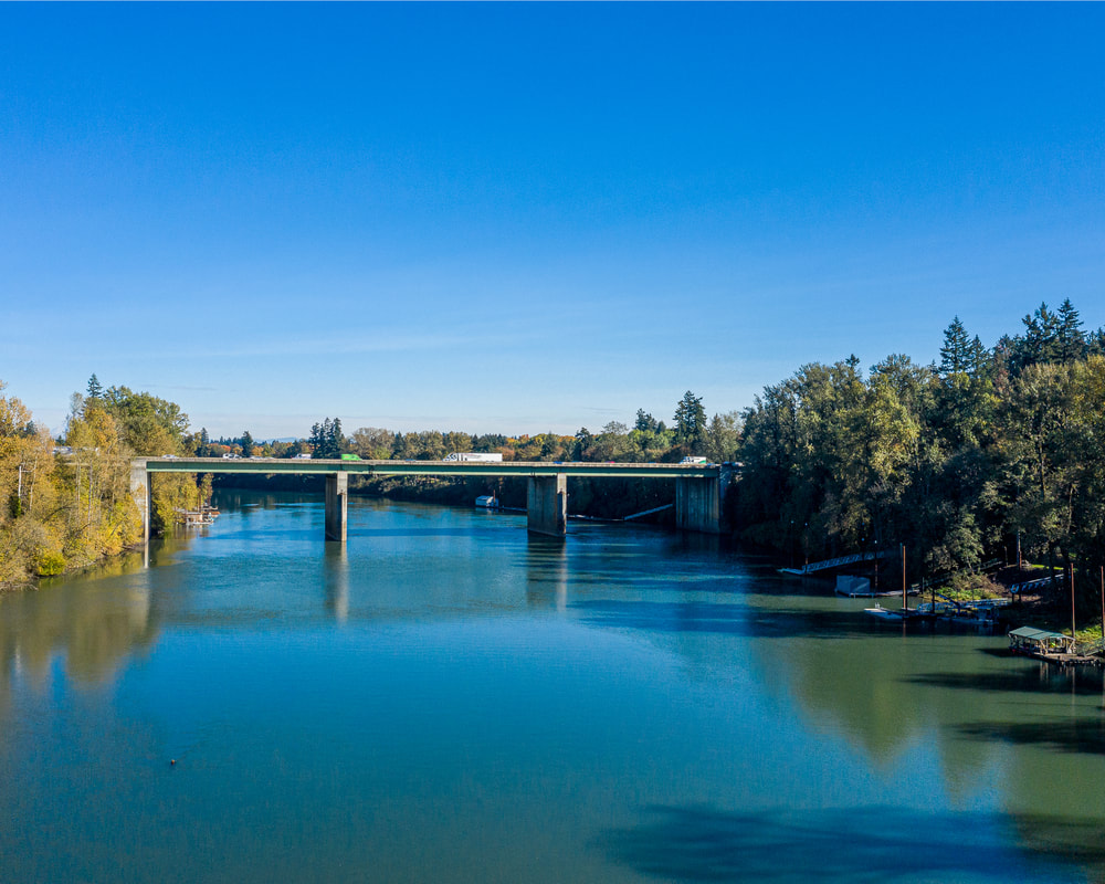 Aerial view of the Willamette River
