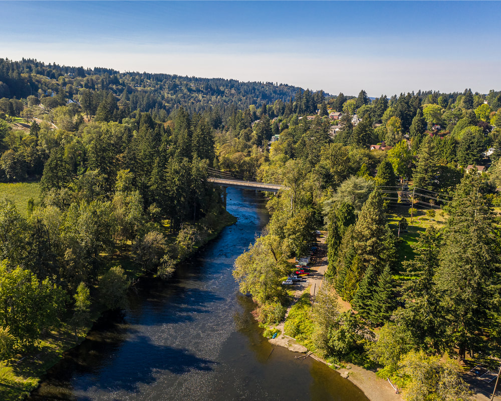 Aerial view of the Willamette River