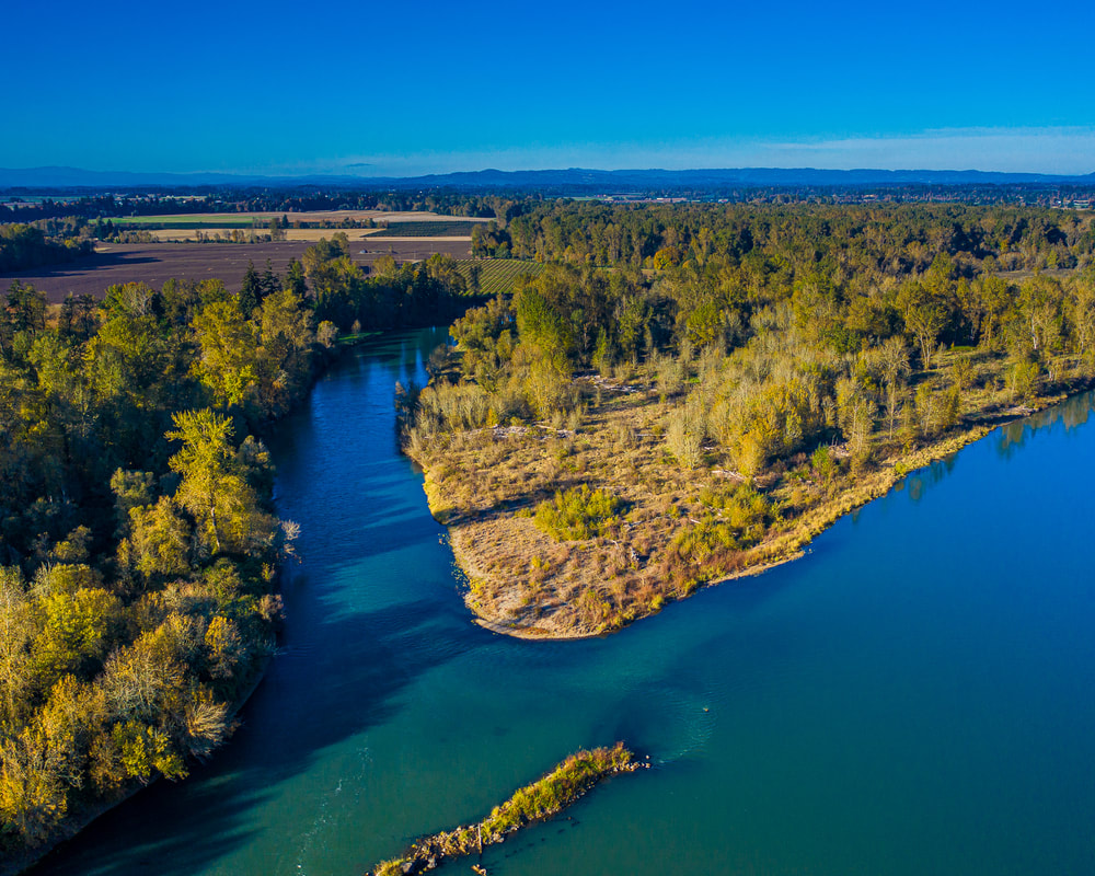 The Willamette River viewed from a drone