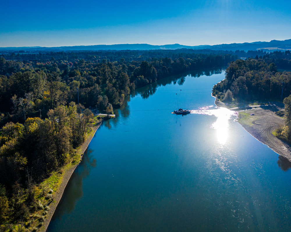 The Willamette River viewed from a drone