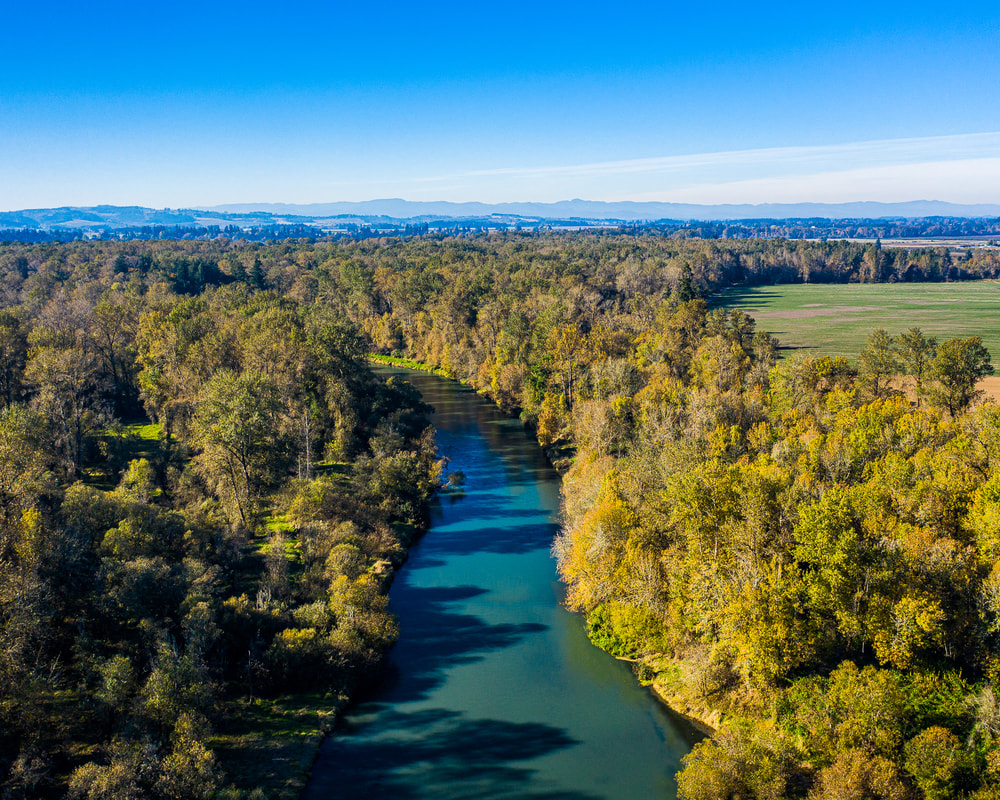 The Willamette River viewed from a drone