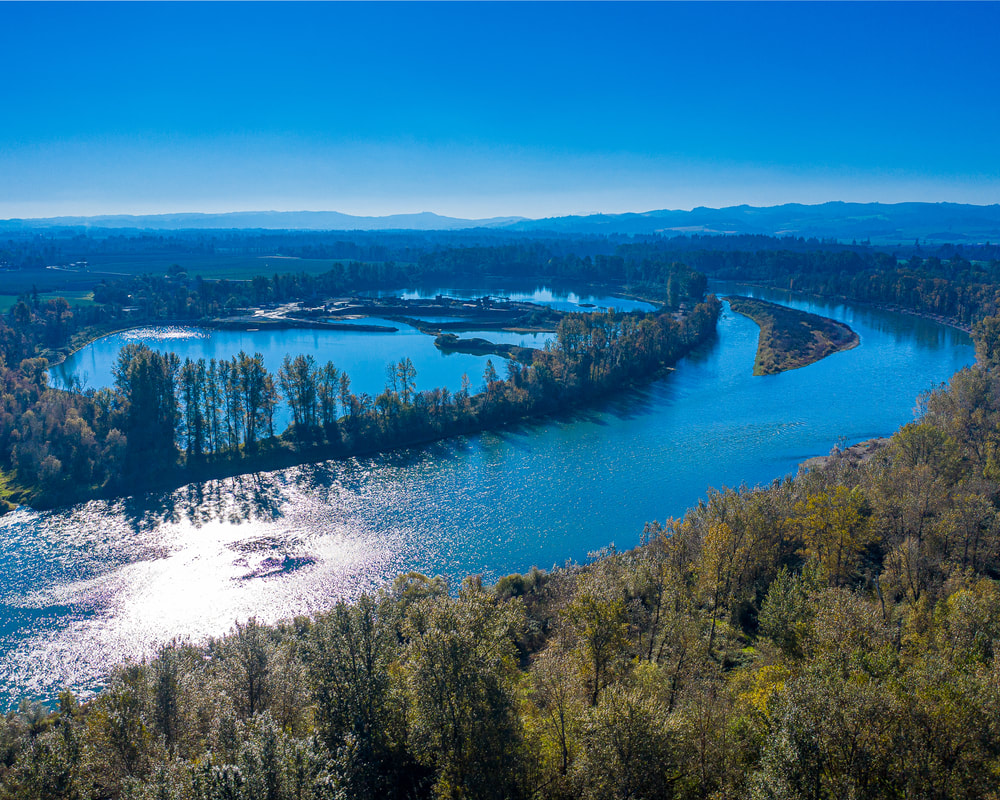 The Willamette River viewed from a drone