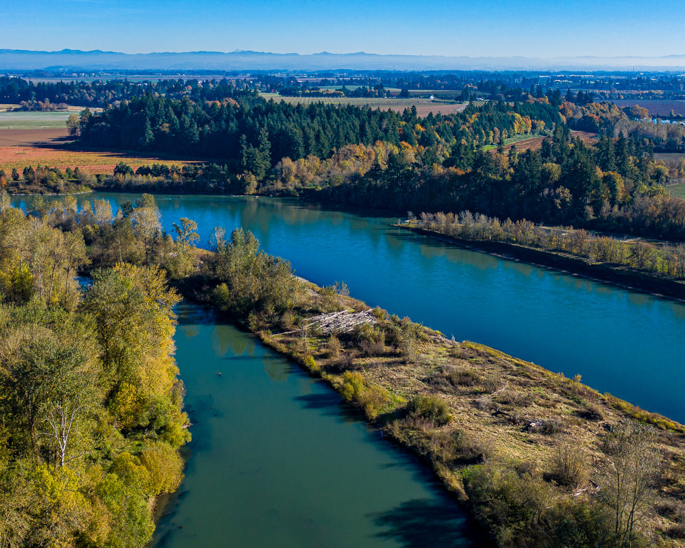 The Willamette River viewed from a drone