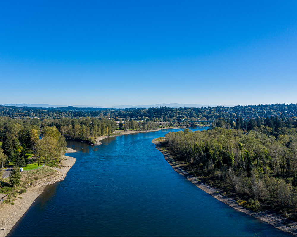 Aerial view of the Willamette River
