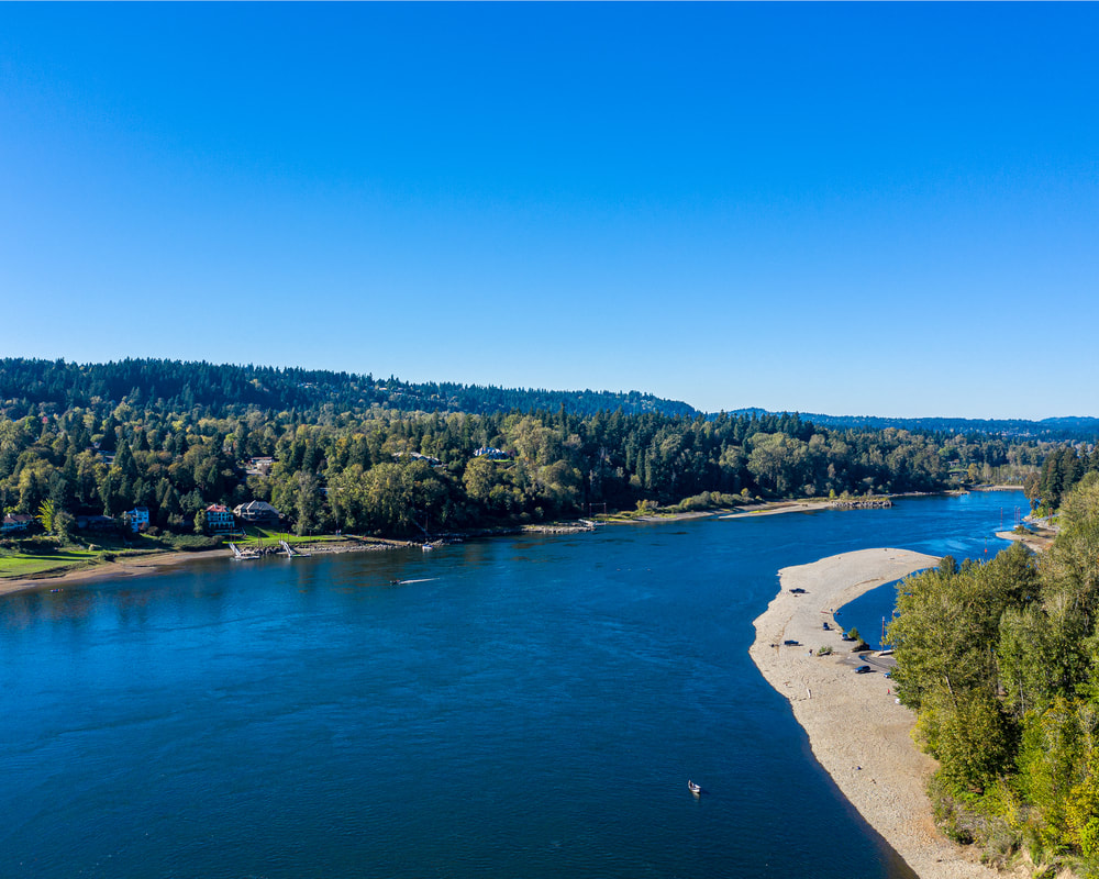 Aerial view of the Willamette River