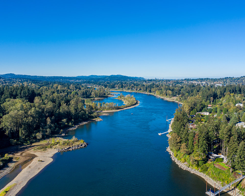 Aerial view of the Willamette River
