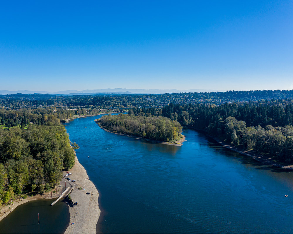 Aerial view of the Willamette River