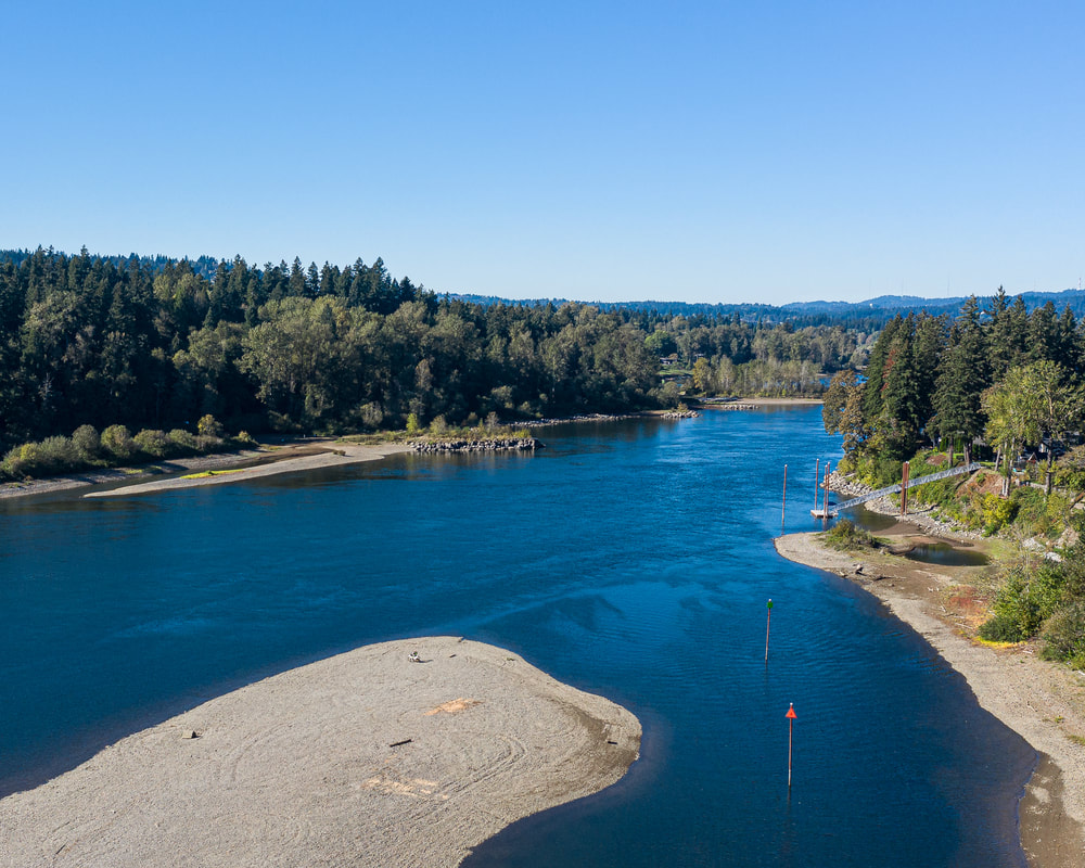 Aerial view of the Willamette River