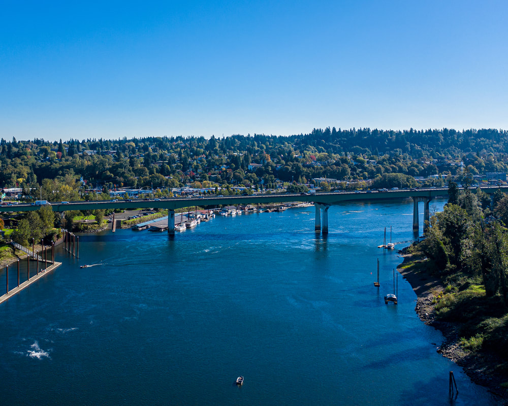 Aerial view of the Willamette River