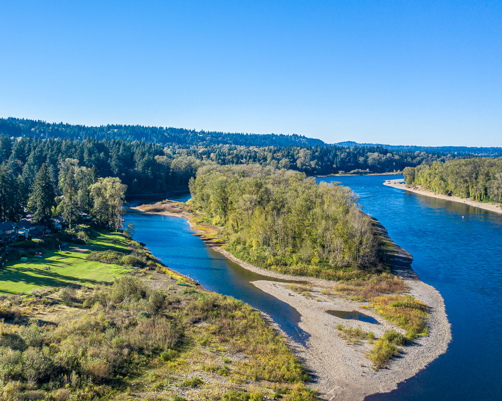 Aerial view of the Willamette River