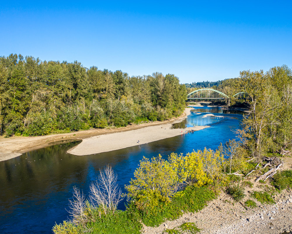 Aerial view of the Willamette River