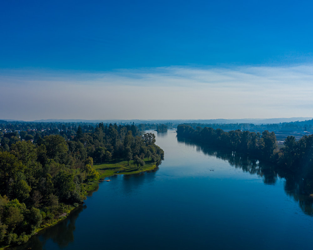 The Willamette River viewed from a drone