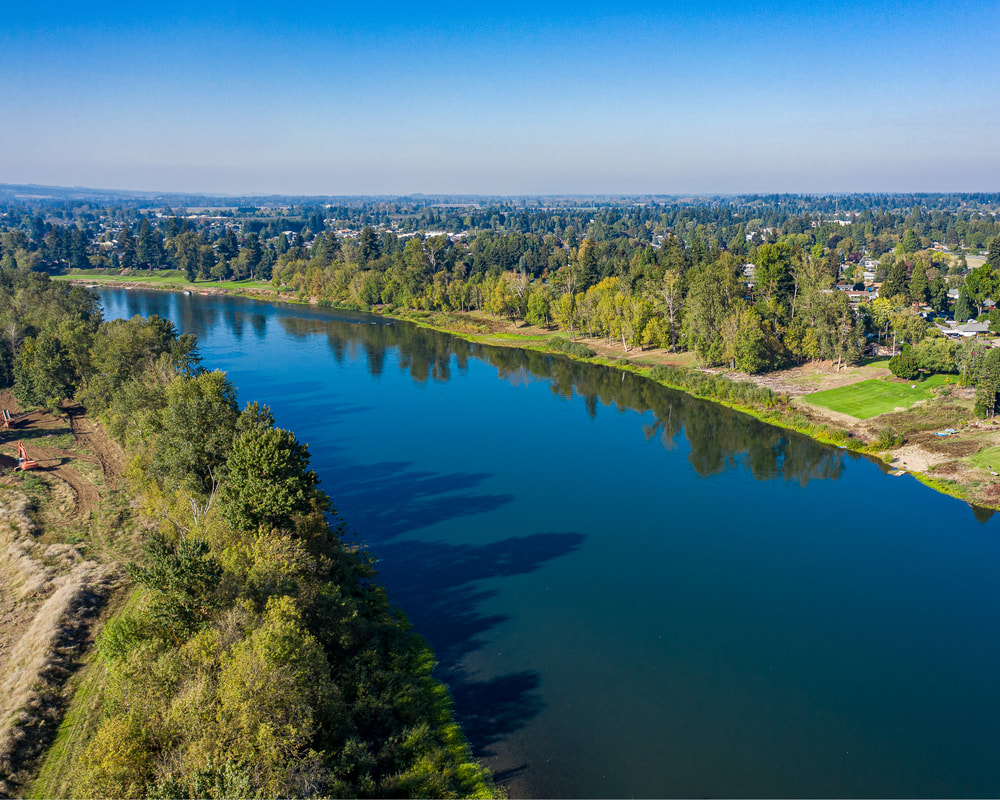 The Willamette River viewed from a drone