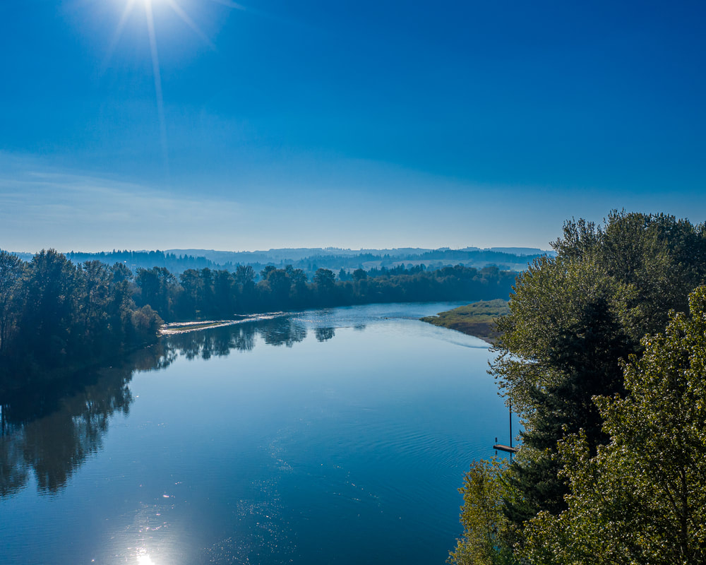 The Willamette River viewed from a drone