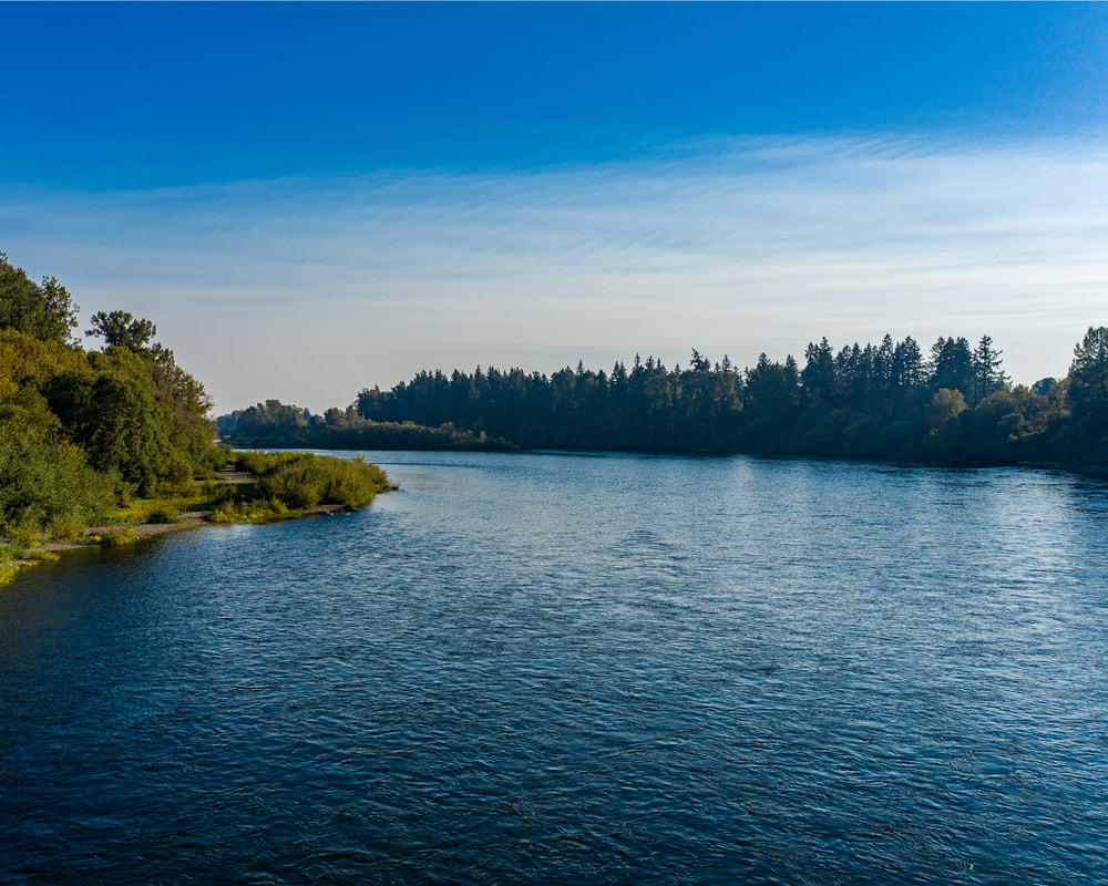 The Willamette River viewed from a drone