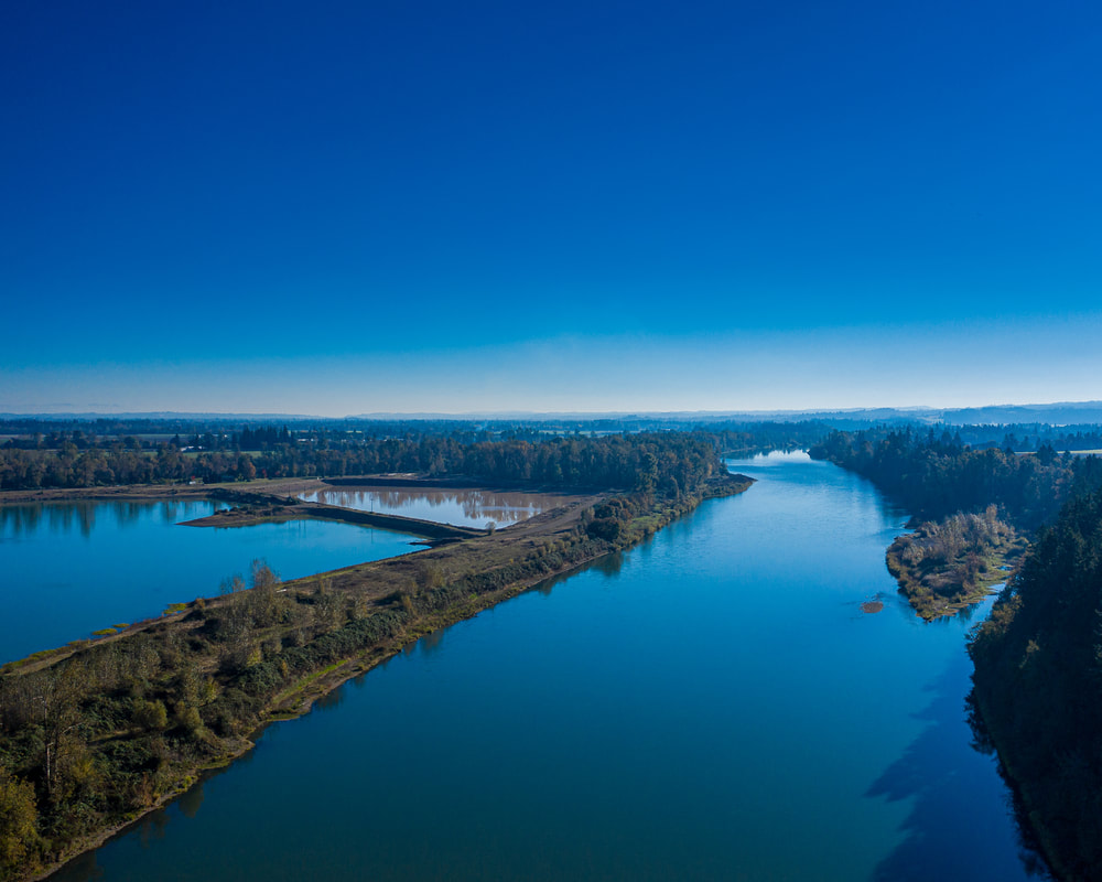 The Willamette River viewed from a drone