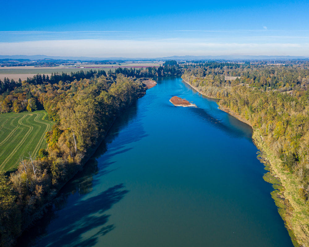 The Willamette River viewed from a drone