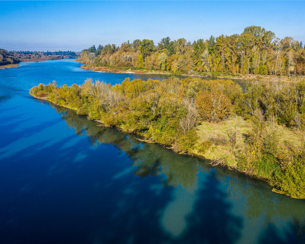 The Willamette River viewed from a drone