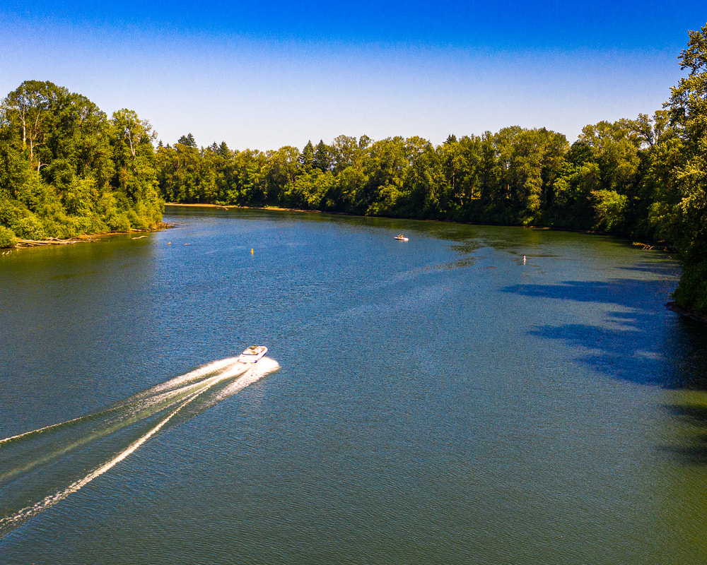 The Willamette River viewed from a drone