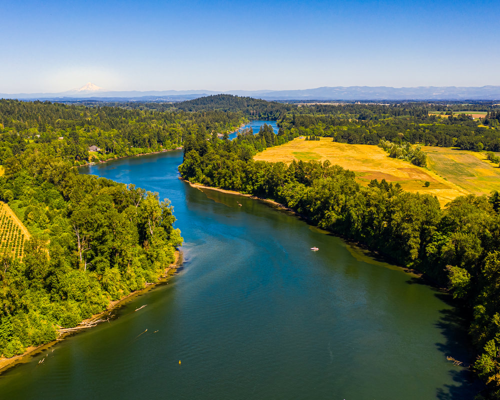 The Willamette River viewed from a drone