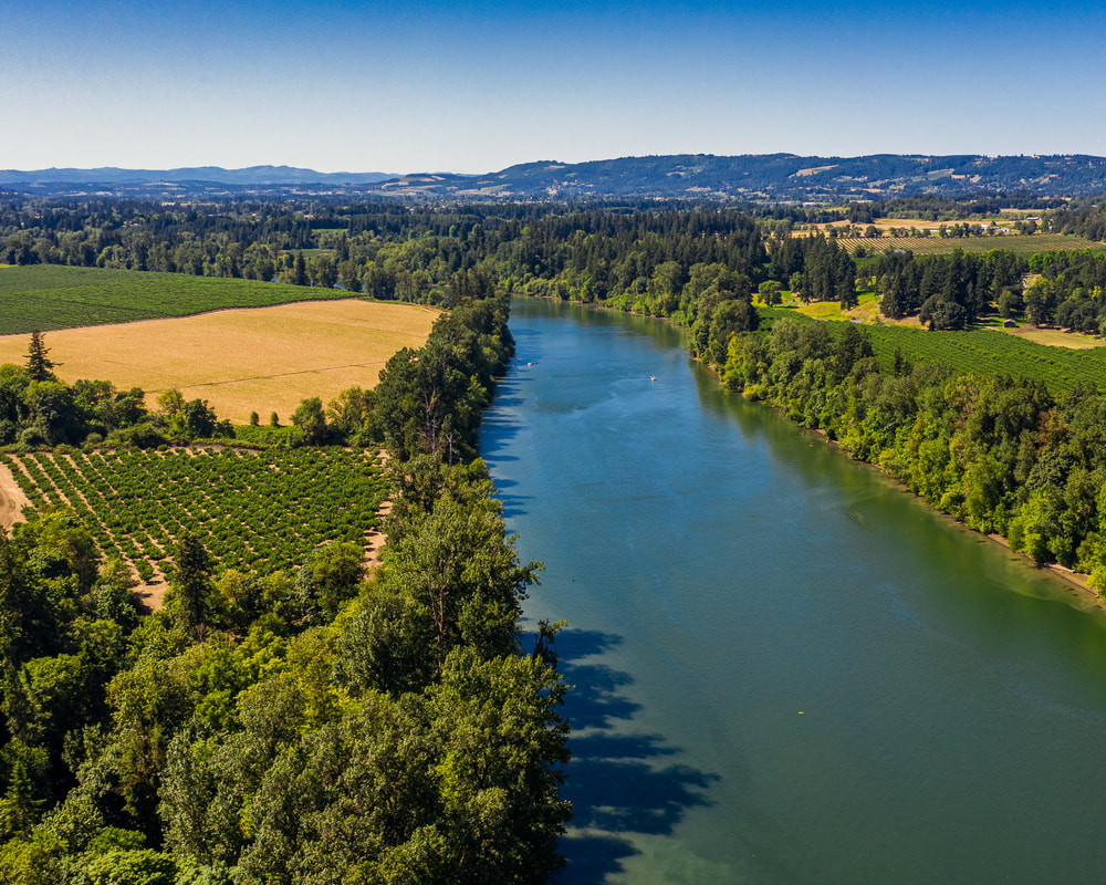 The Willamette River viewed from a drone