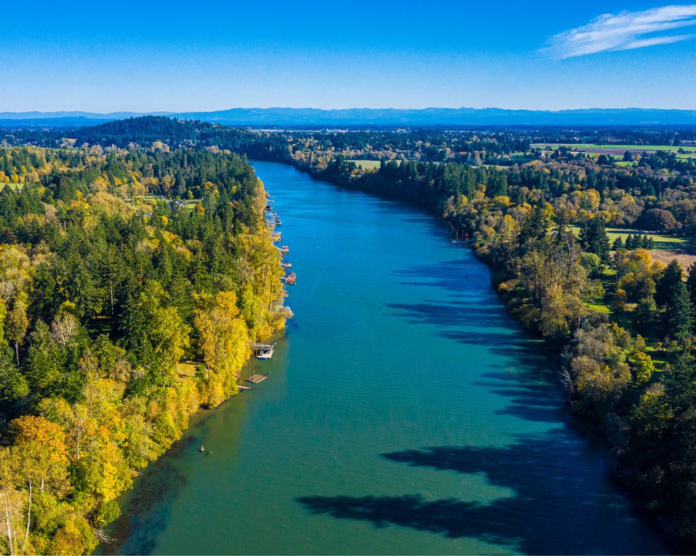 Aerial view of the Willamette River