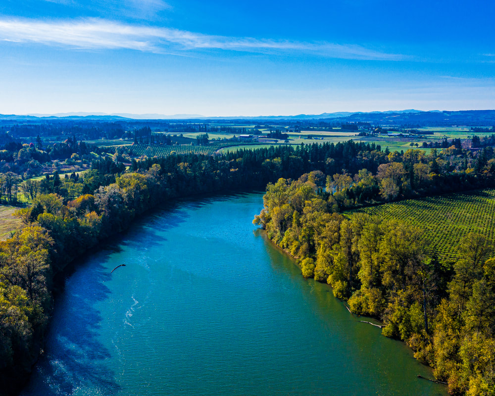 The Willamette River viewed from a drone