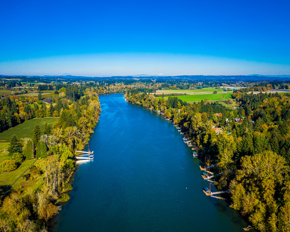 Aerial view of the Willamette River