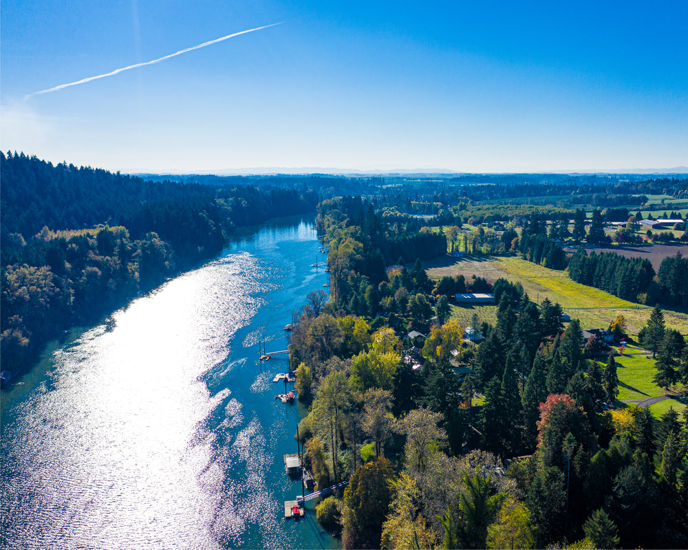 Aerial view of the Willamette River