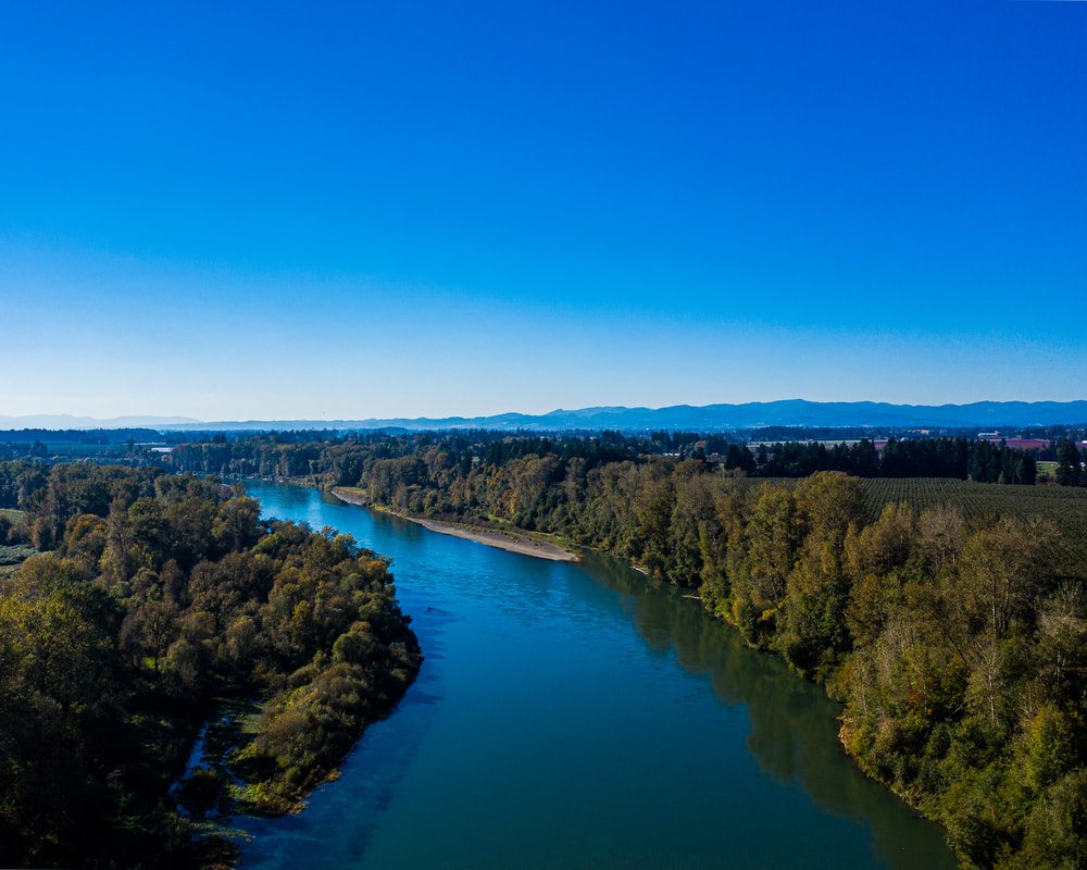 The Willamette River viewed from a drone