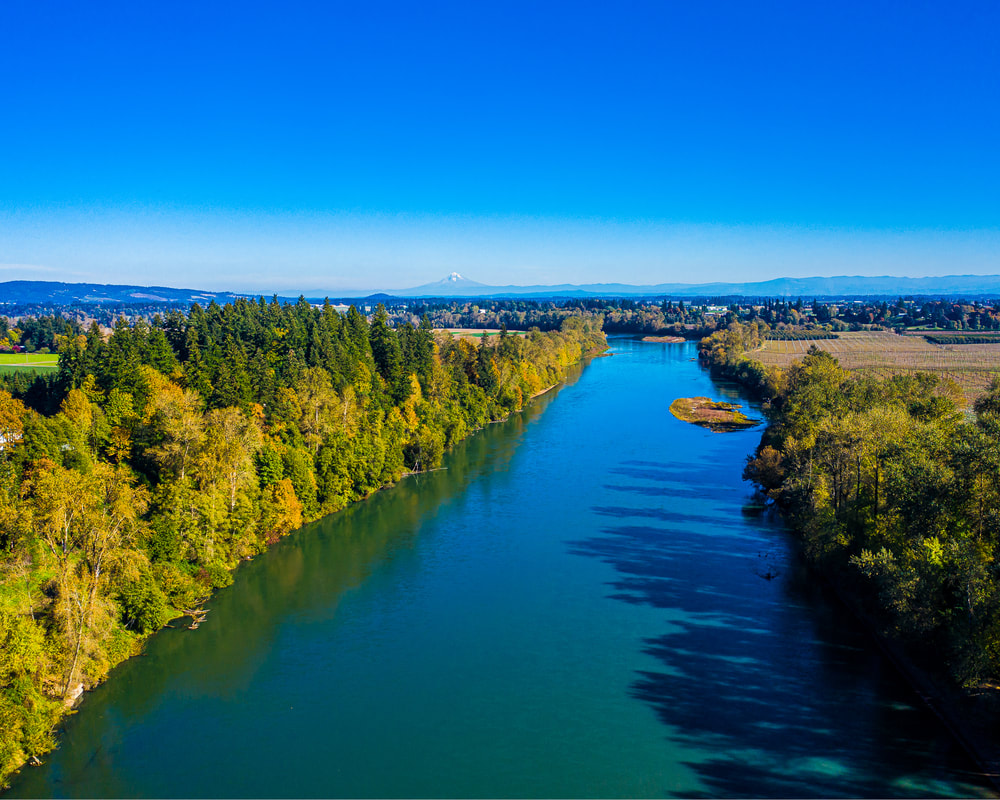 The Willamette River viewed from a drone