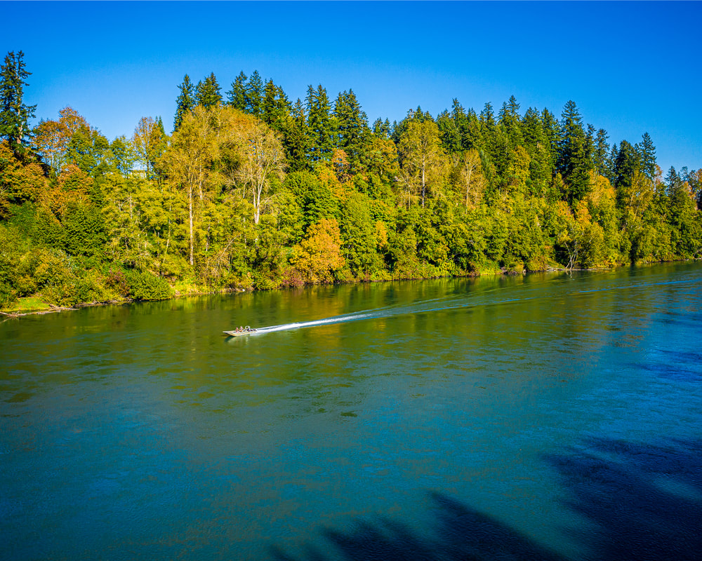 The Willamette River viewed from a drone