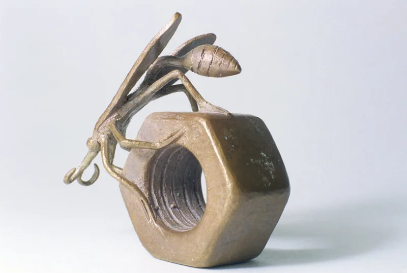 bronze sculpture insect and object