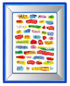 Picture of a framed print that talks about Arts in Education