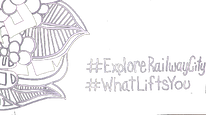 small graphic of a portion of the wings mural in st thomas featuring geometric patterns and hashtags