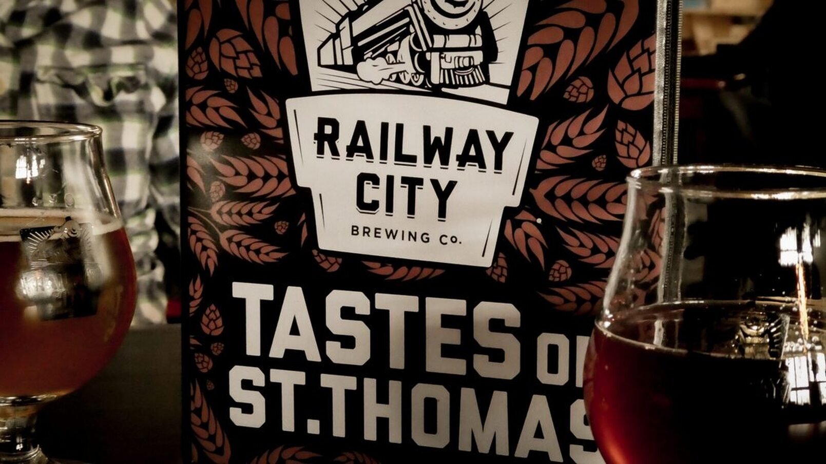 Here is a shot at Railway City Brewing Company. In the middle is a sign that says 