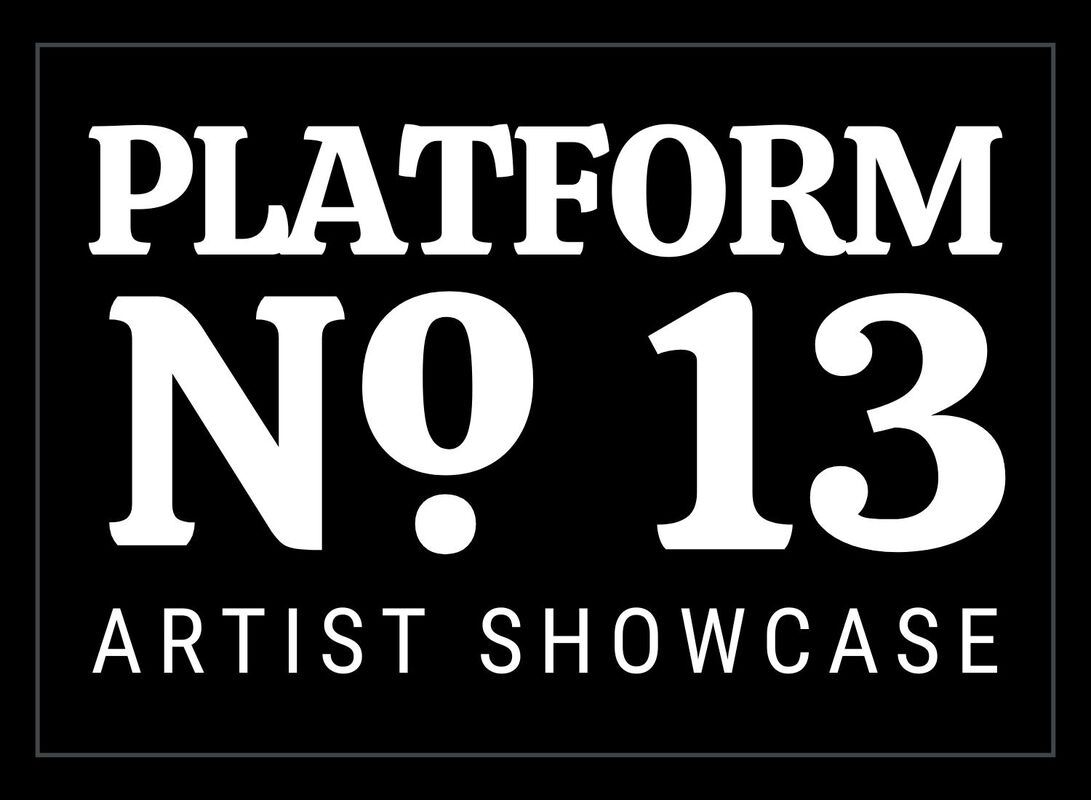 This is the logo for Platform No. 13. There is a black background with the text 'Platform No. 13 Artist-In-Residence'. There is a very think grey border around the text.