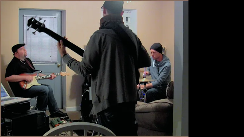 The Rocktronix rehearsing before the studio sessions.