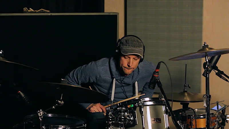 Wayne Viar recording drums with The Rocktronix