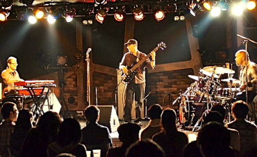 Nick Rosen (keys), Joseph Patrick Moore (bass) and Yonrico Scott (drums)