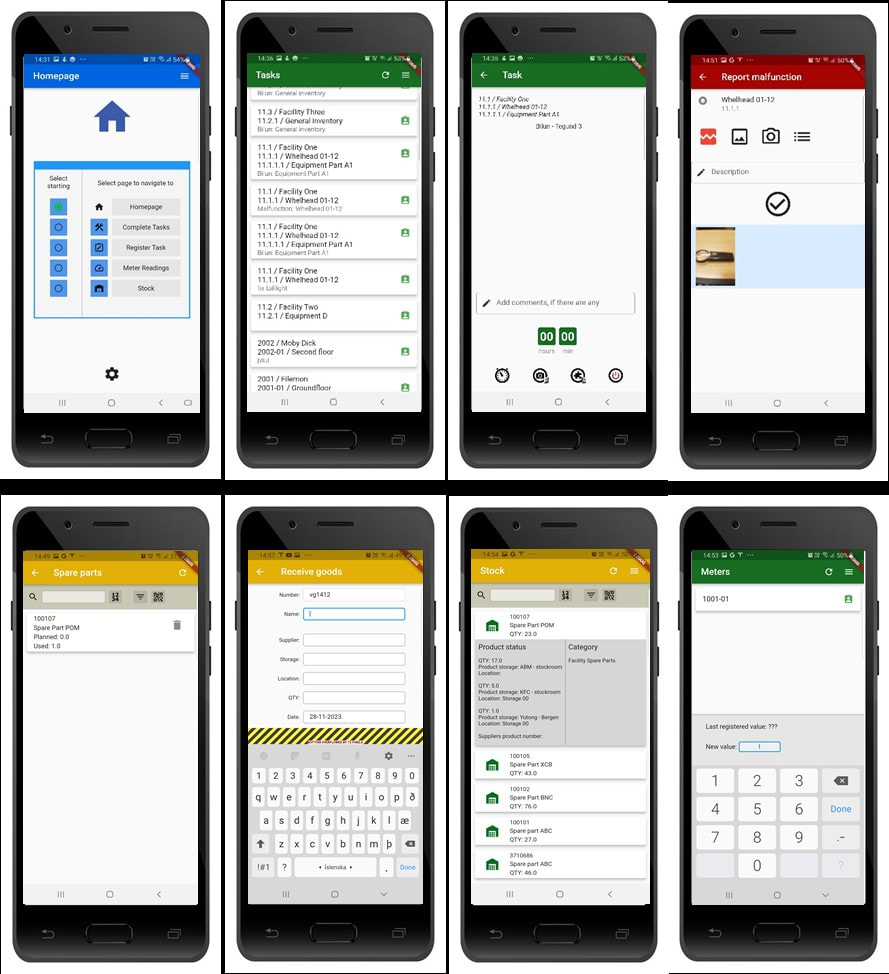 Screen shots Maintx mobile app