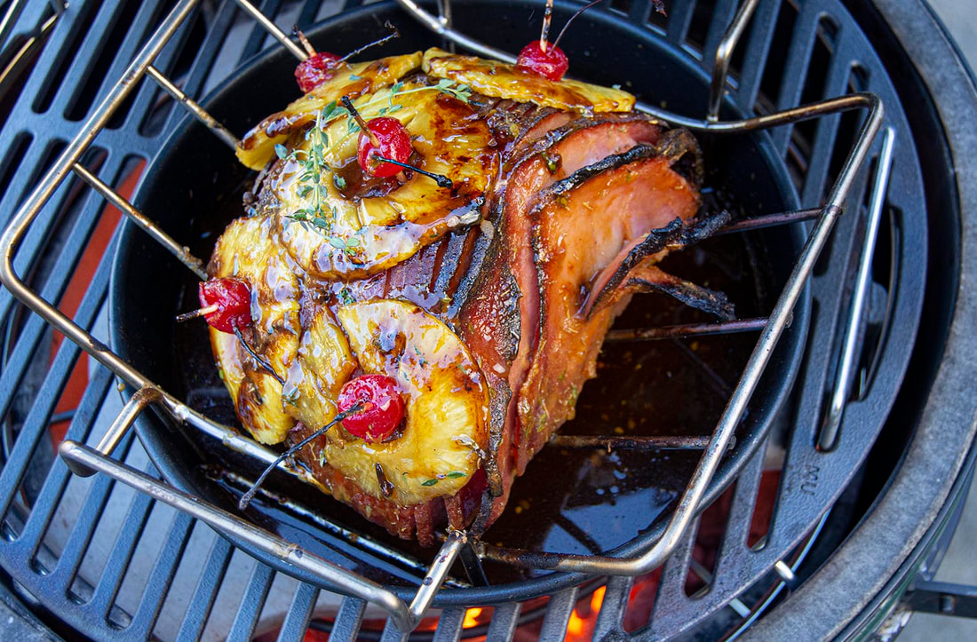 Big Green Egg Doubled Smoked Ham