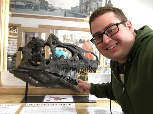 Erick Reilly with Big Al's skull, or at least a replica of it.