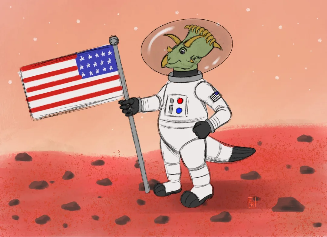 That's one small step for a dinosaur...