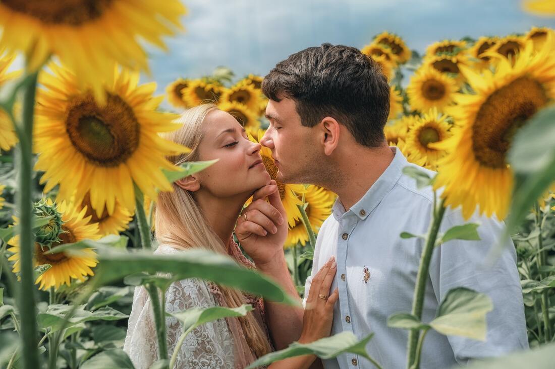 man and woman about to kiss