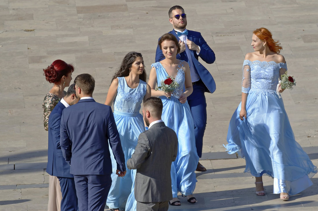 Wedding party in blue