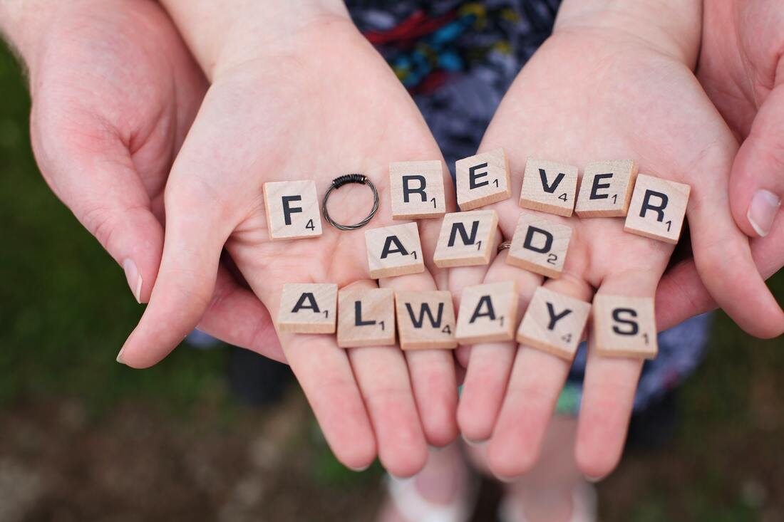 scrabble letters on hands 