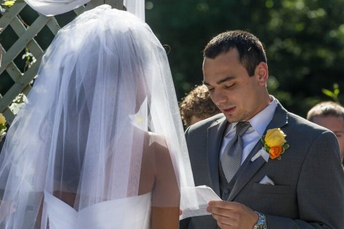 couple reciting wedding vows