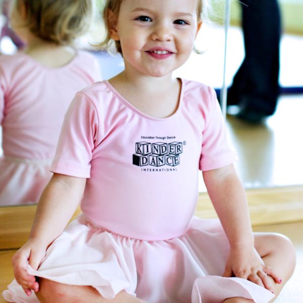 Short Sleeve Pink Leotard with Attached Skirt
