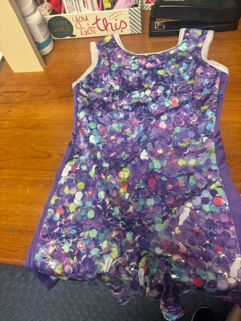 Multi-colored gymnastics biketard